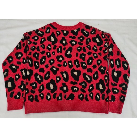 Scoop Women's Leopard Print Crewneck Long Sleeve Pullover Sweater Size Medium - Picture 4 of 13